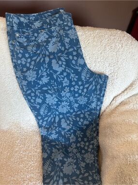 Kim Rogers Blue Floral Tummy Control Capris size 20w